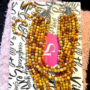 Sassy Jones lava bead necklace and earrings set